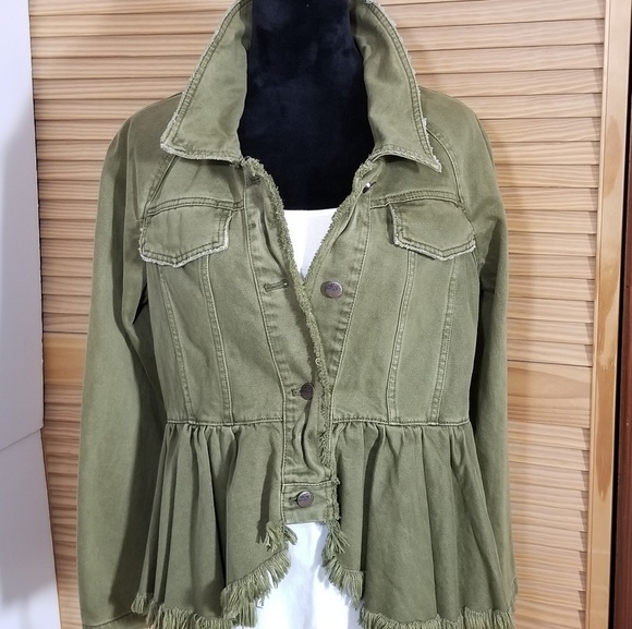 Free People Jackets & Blazers - Free People Willow Peplum Hem Denim Jacket